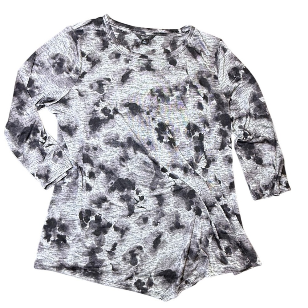 Simply Vera Vera Wang XL Gray Black Long Sleeve Top Blouse Women's